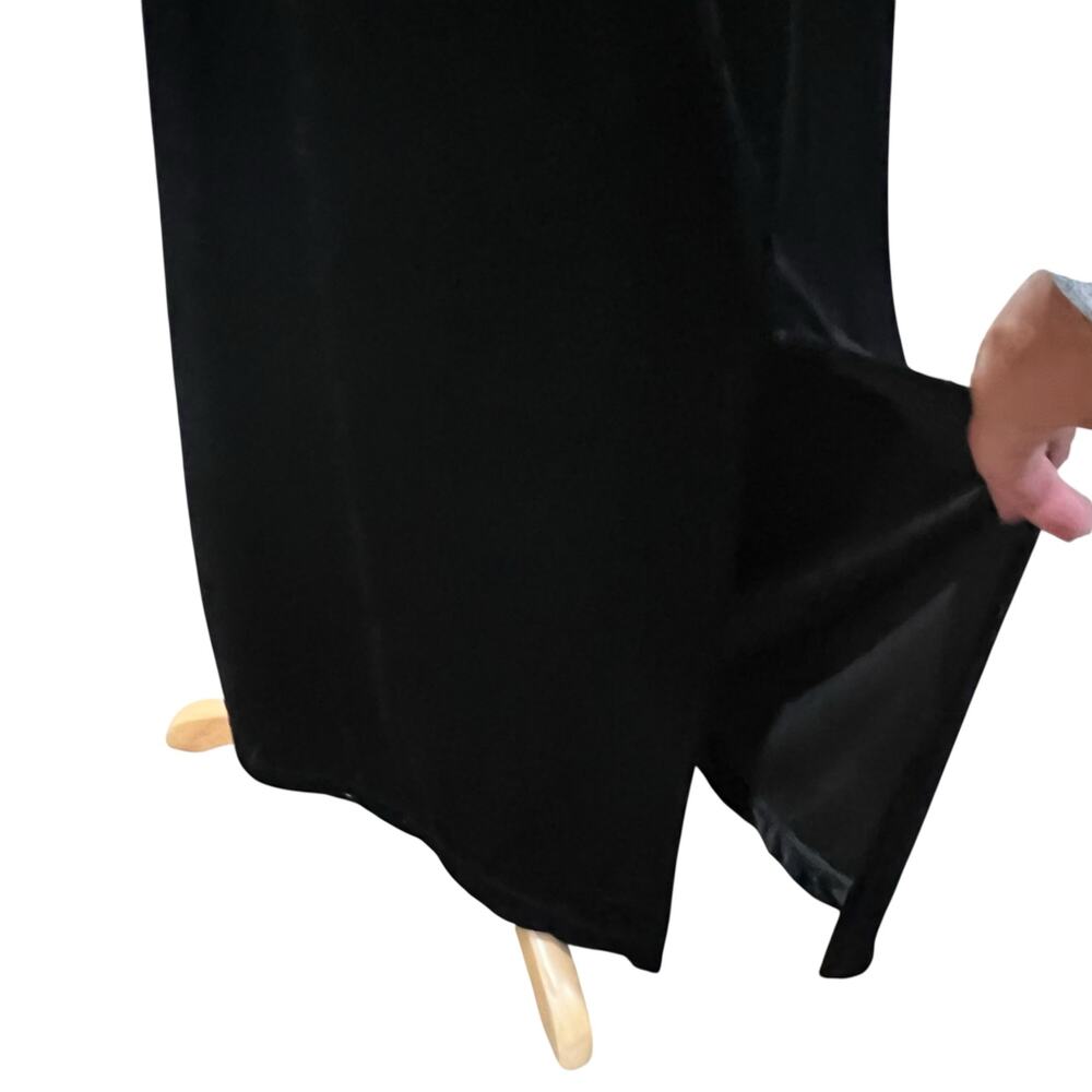 Vintage Clio Velvet Midi Skirt‎ M Black Side Slit Dark Academia Whimsygoth USA - Picture 4 of 15